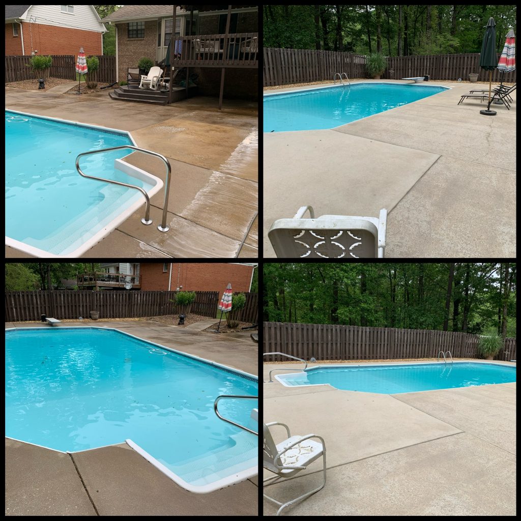 Pressure Washing a pool deck