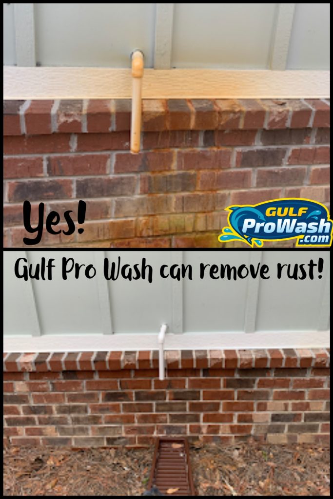 Gulf Pro Wash removed this rust stain on this house