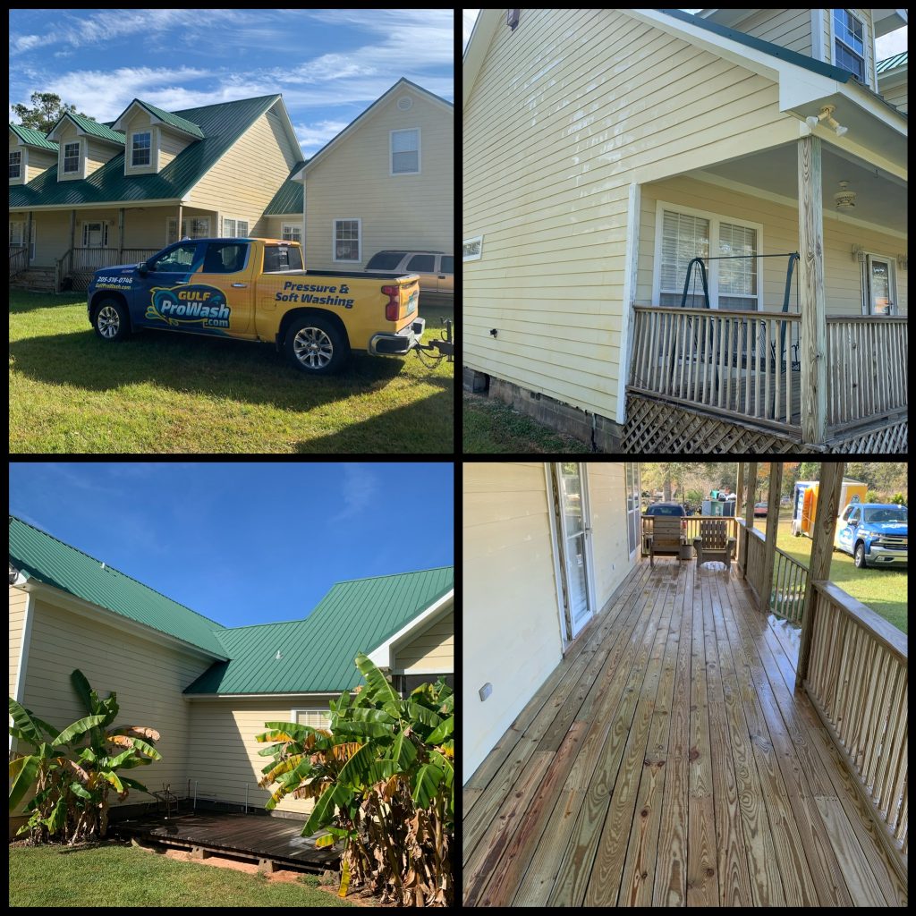 Gulf Pro Wash cleaning a house, roof, and porch in Foley